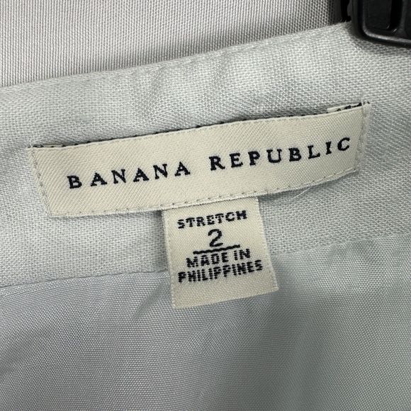 Banana Republic Linen Skirt Pale Blue Size 2 Stretch High Waist Midi A-Line - Picture 8 of 14